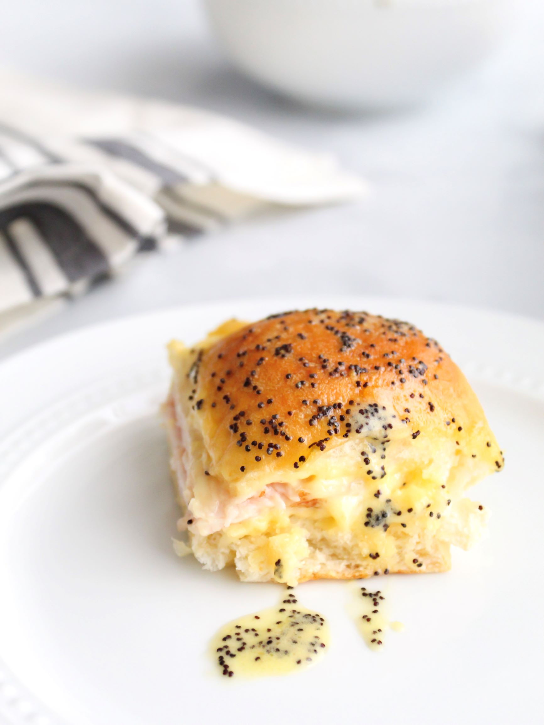 Turkey and provolone slider with honey mustard sauce 