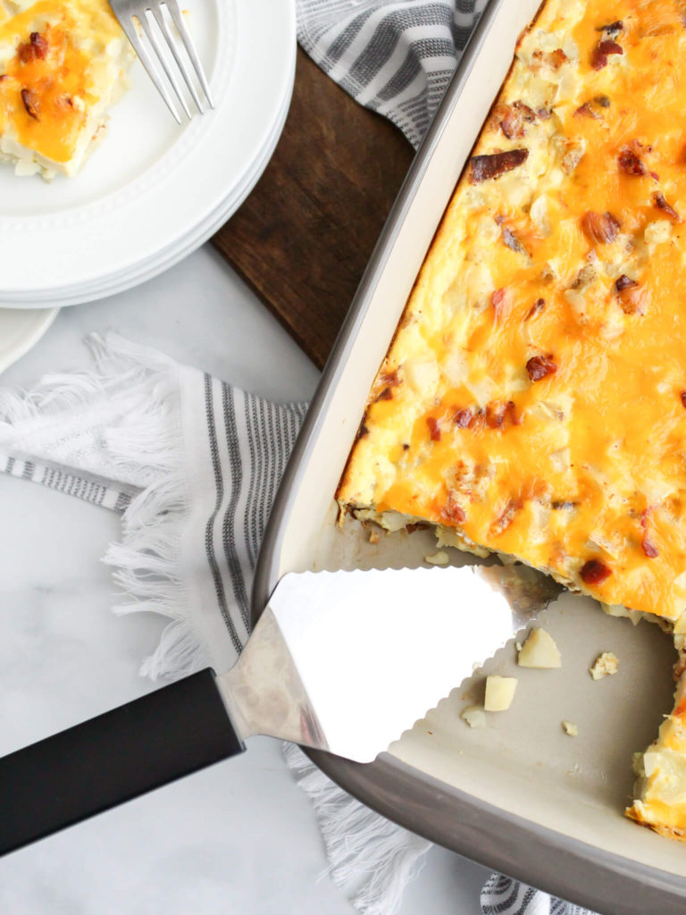 Easy Cheesy Bacon Egg and Potato Breakfast Bake - Midwest Life and