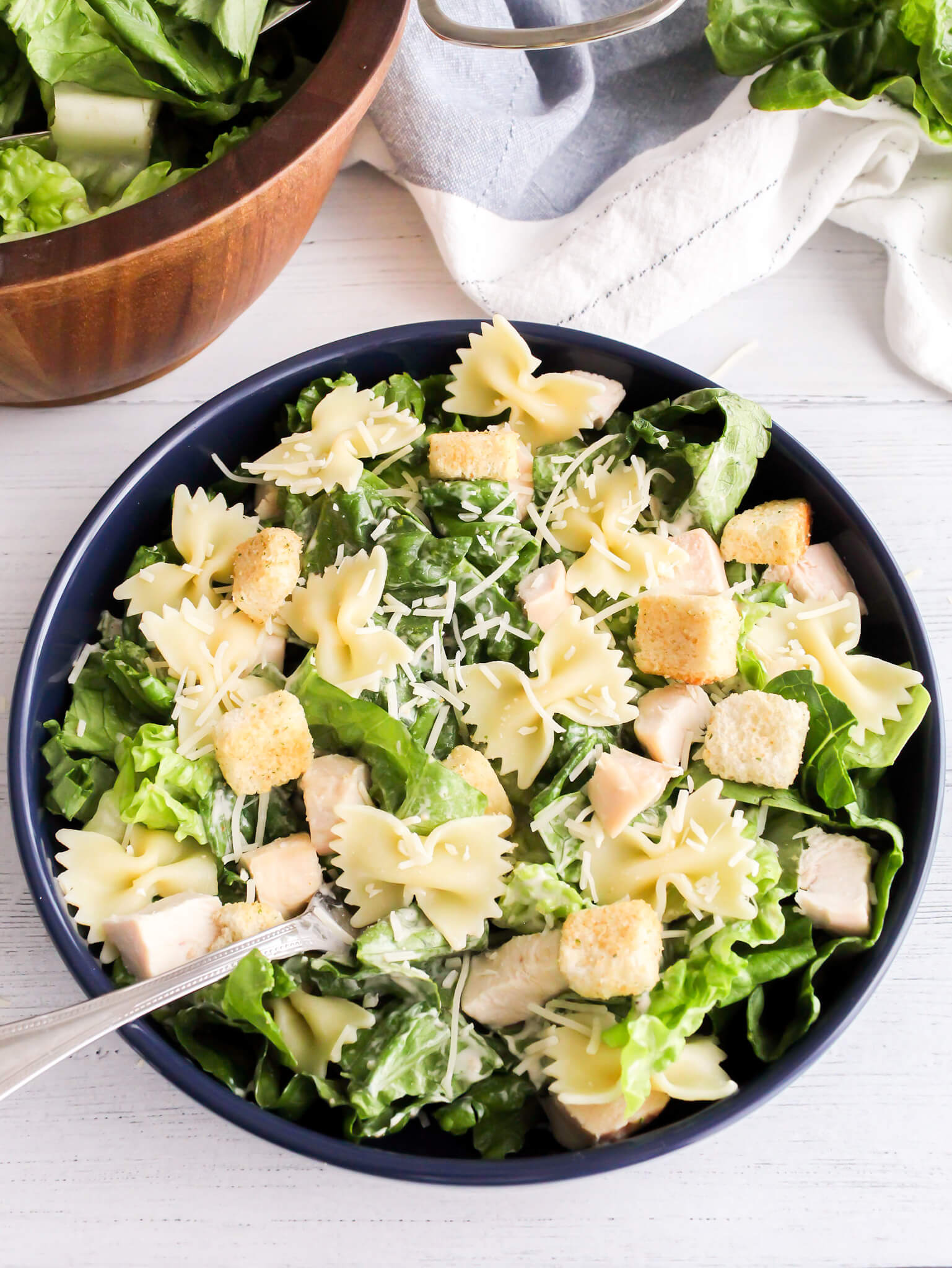 Bowtie pasta chicken Caesar salad