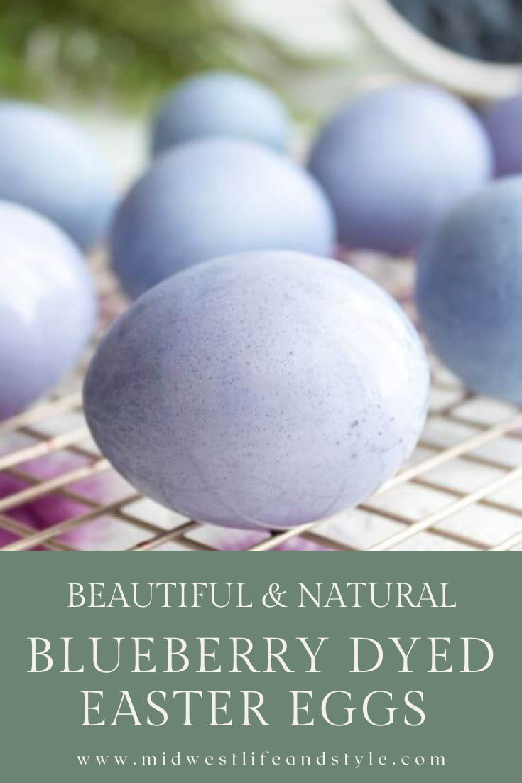 Natural blueberry dyed Easter eggs