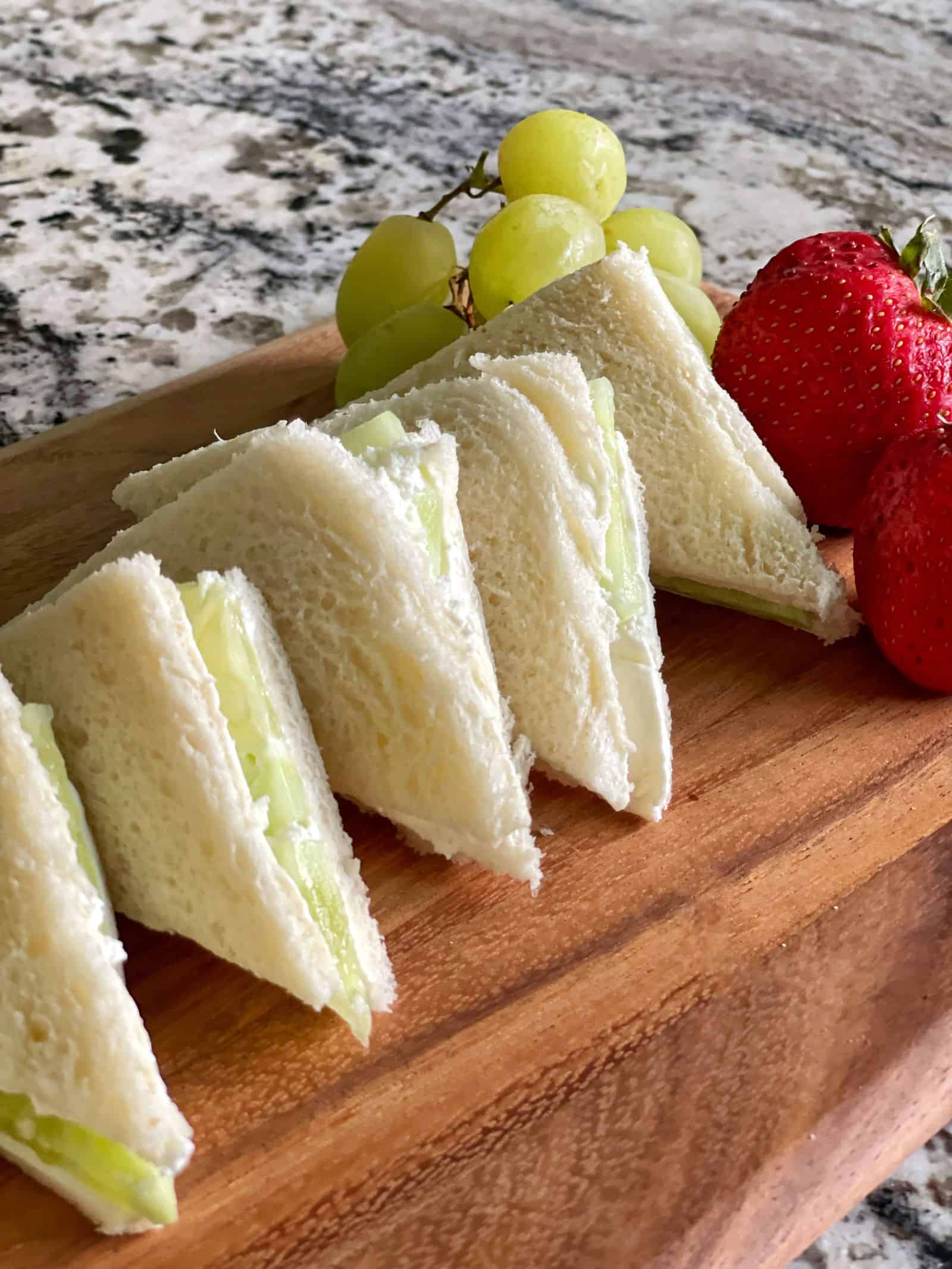 Cucumber sandwich with cream cheese from Bricks 'n Blooms