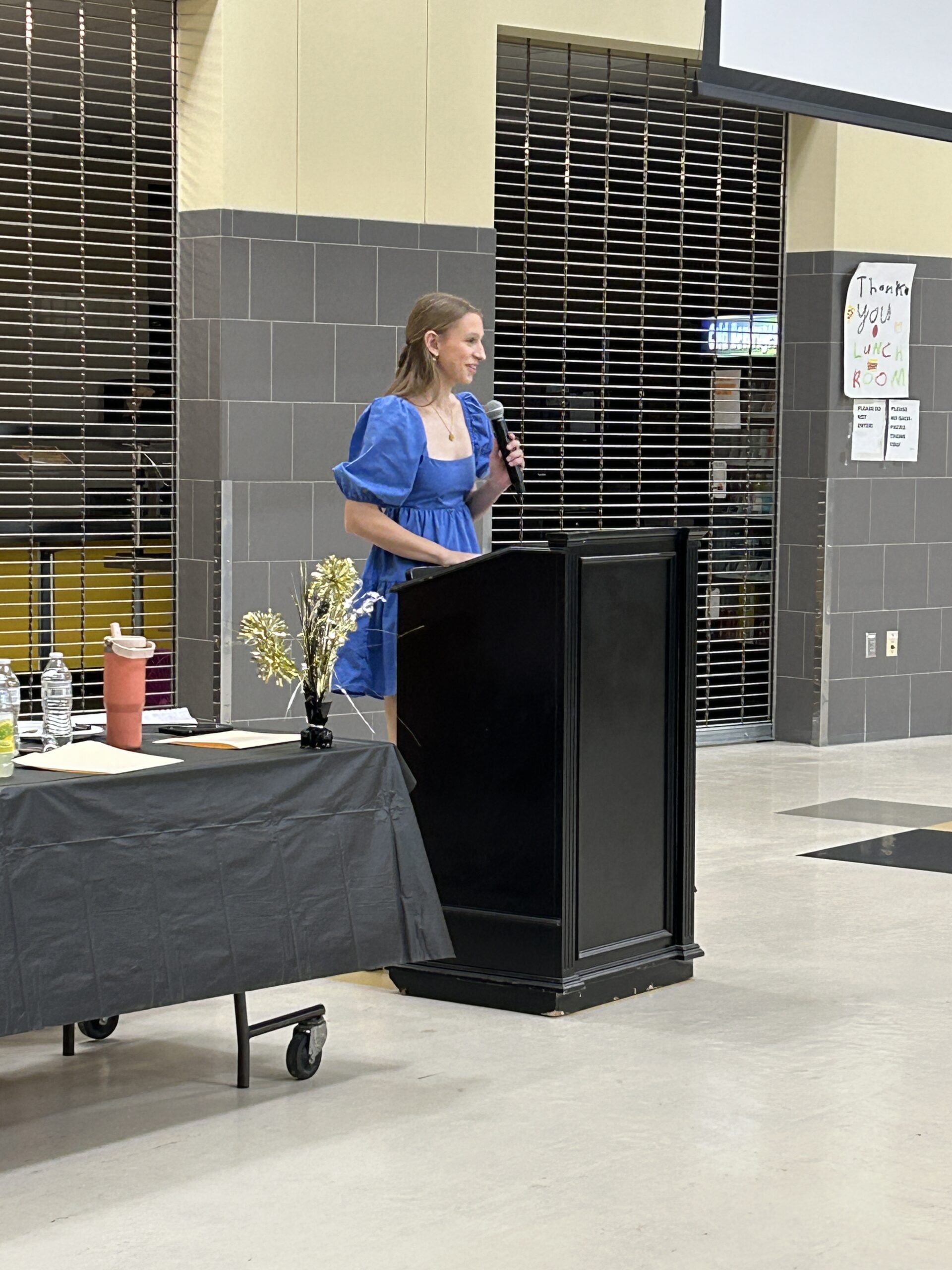 volleyball player giving a speech at the end of the year banquet