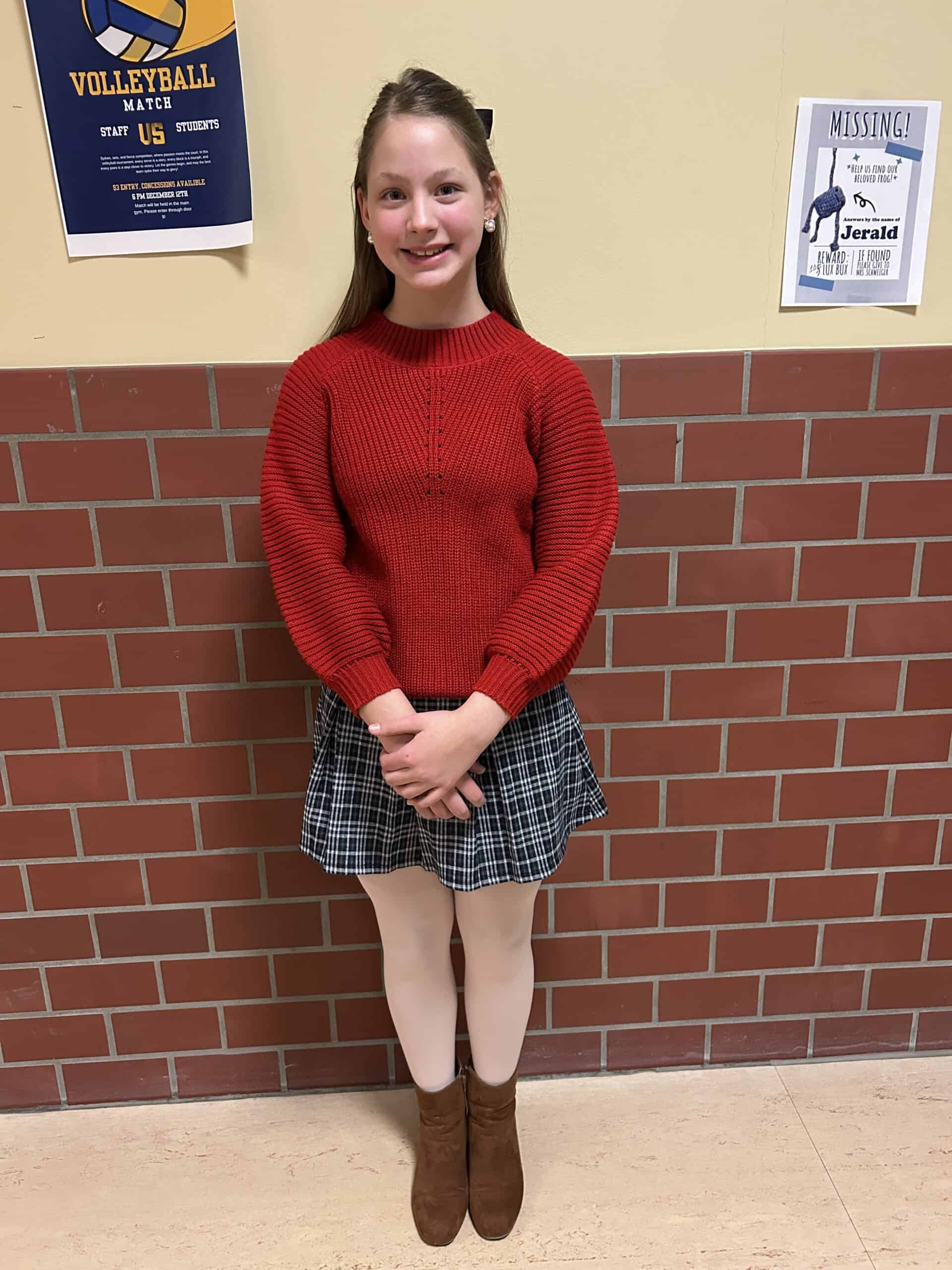 Girl smiling after school band concert
