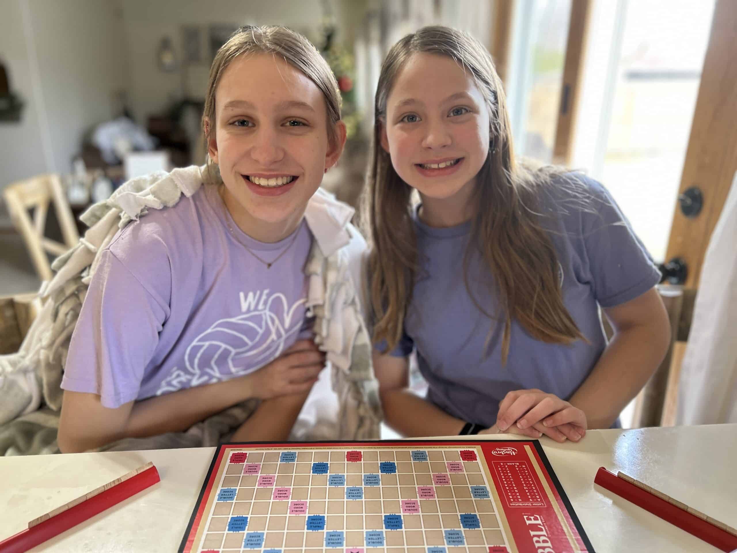 Girls playing board games over winter break
