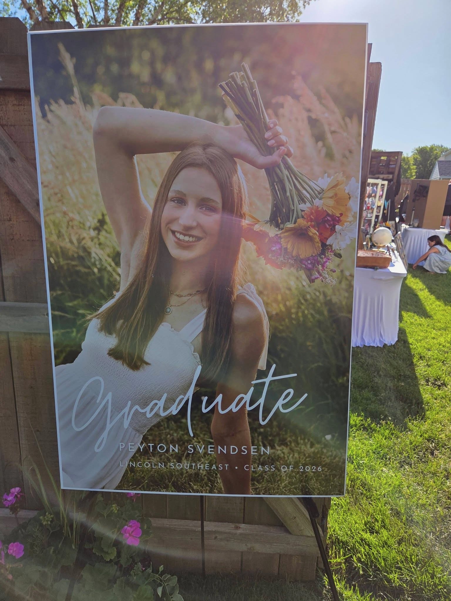 Graduation welcome sign on an easle printed at Walgreens