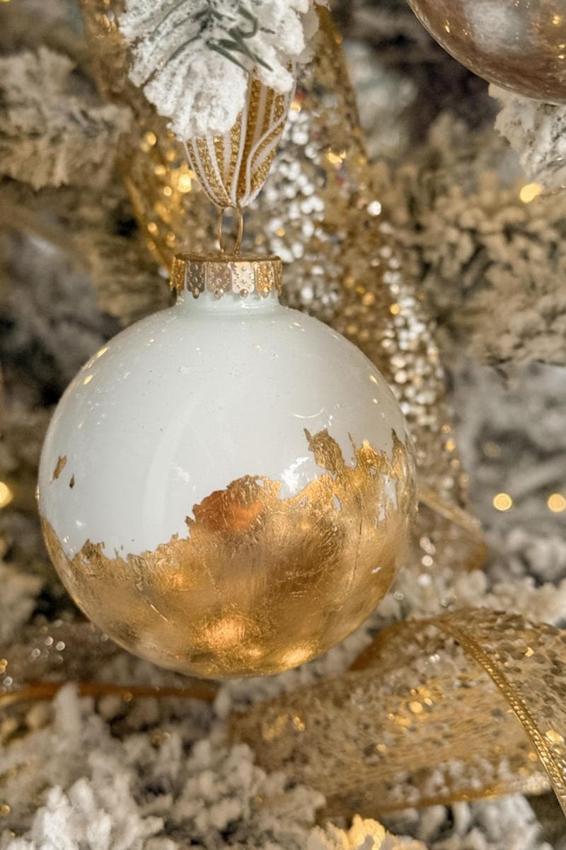 white and gold foil Christmas ball ornamenet
